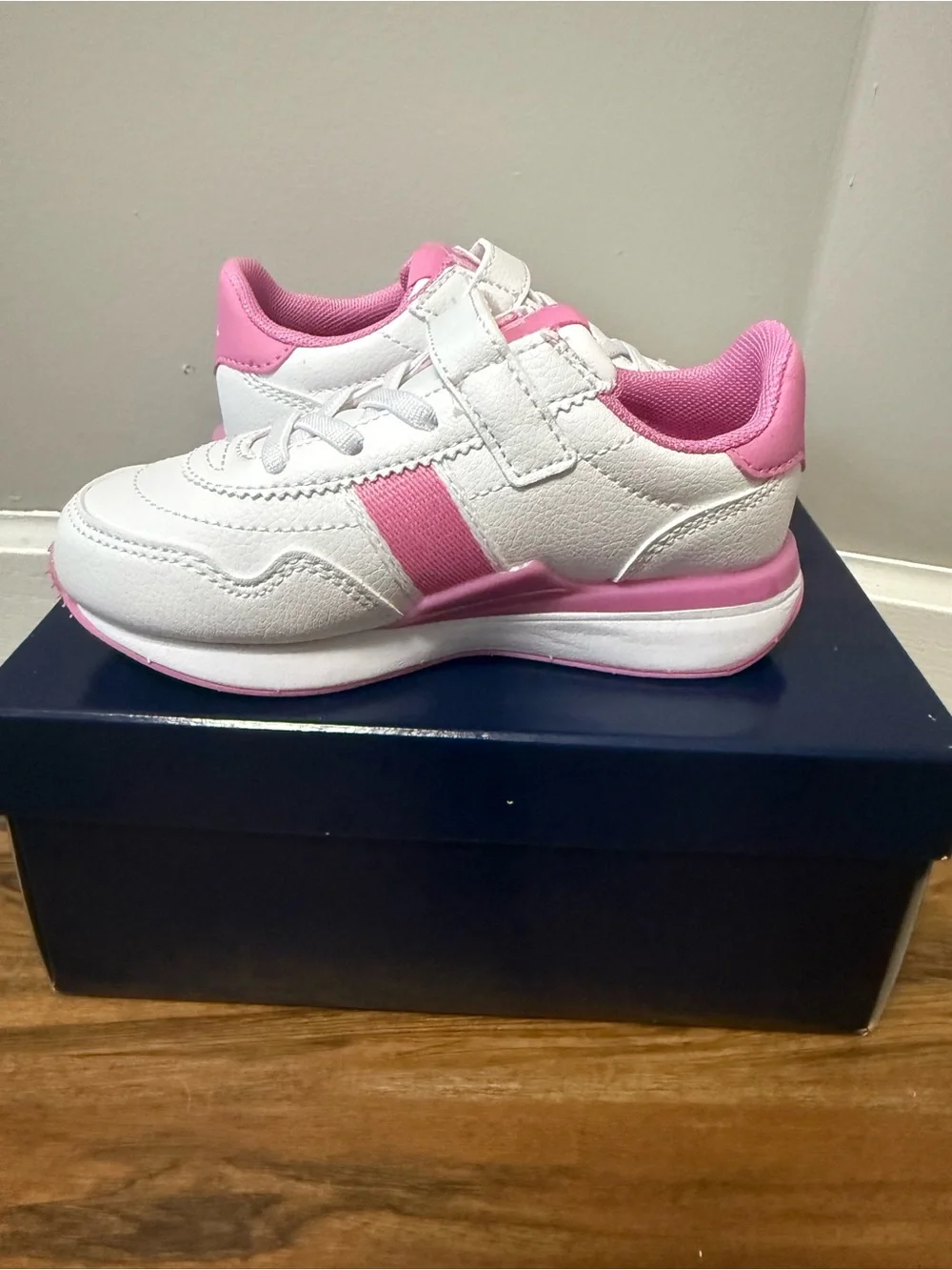 Ralph Lauren Kids White and Pink Velcro Sneakers